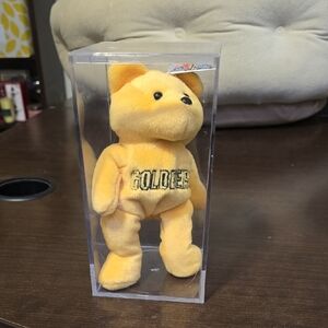 Yellow Plush Bear with 'Soldier' Embroidery